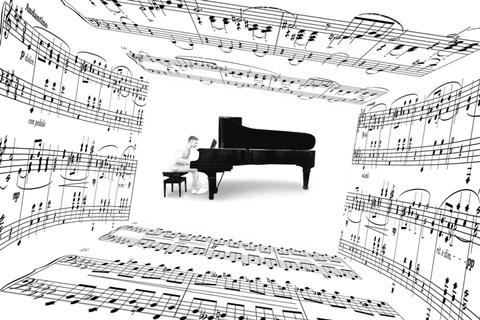 Framed Piano Player Print