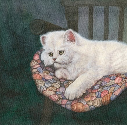 Framed Kitten on Chair Print