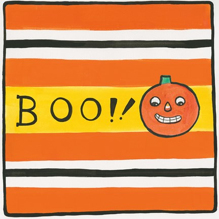 Framed Halloween Boo Pumpkin Print