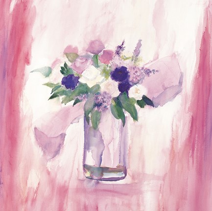 Framed Arrangement of Pink Flowers Print