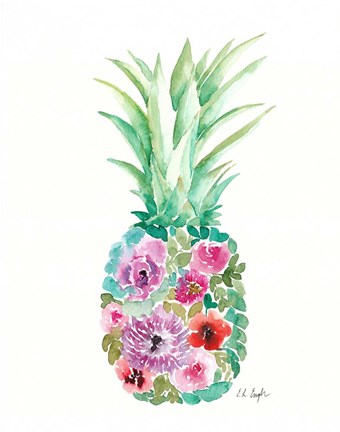Framed Floral Pineapple III Print