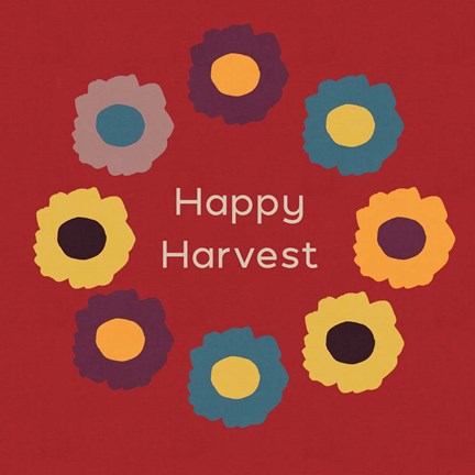 Framed Happy Harvest on Red Print