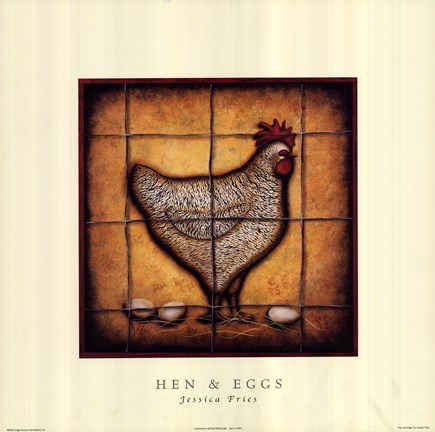 Framed Hen and Eggs Print