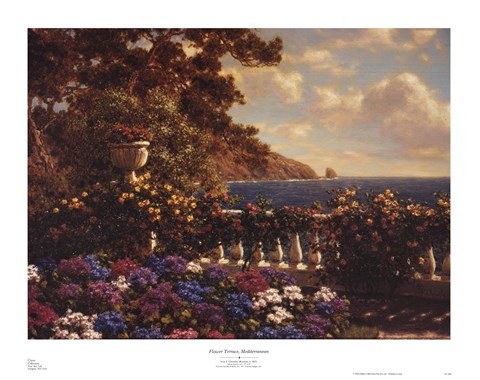 Framed Flower Terrace, Mediterranean Print