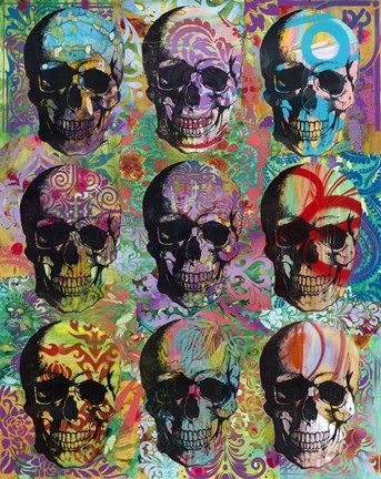 Framed 9 Skulls Print