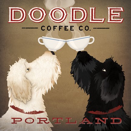 Framed Doodle Coffee Double IV Portland Print