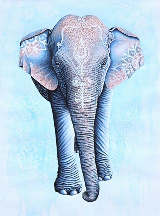 Framed Painted Asian Elephant Print