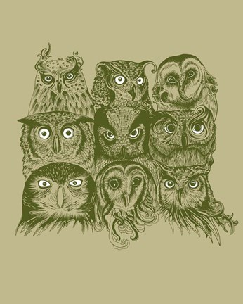 Framed Nine Owls Print
