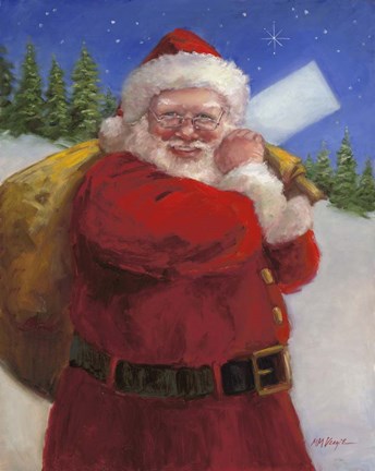 Framed Santa with a Sack Print