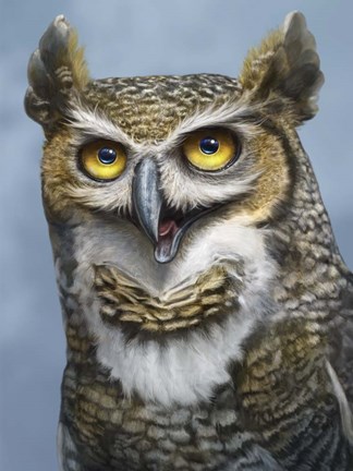 Framed Great Horned Owl Totem Print