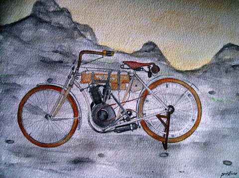 Framed Harley Davidson Bike 1907 Print
