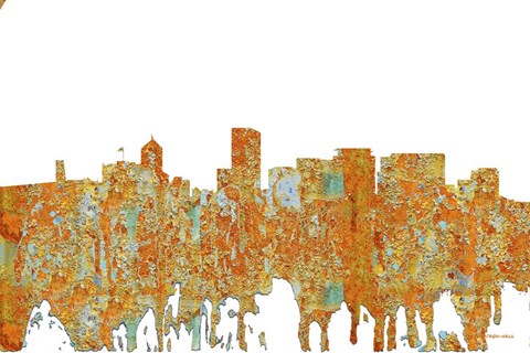 Framed Portland Oregon Skyline - Rust Print
