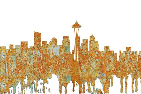 Framed Seattle Washington Skyline - Rust Print