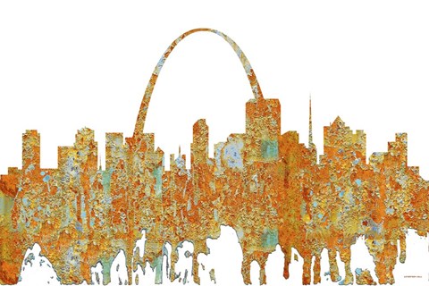 Framed St Louis Missouri Skyline - Rust Print