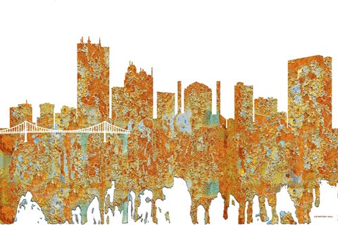 Framed Toledo Skyline - Rust Print