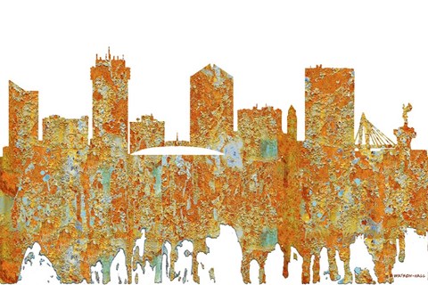 Framed Wichita Kansas  Skyline 2 - Rust Print
