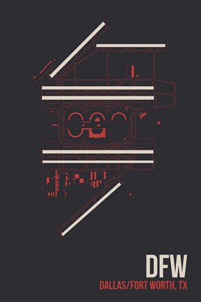 Framed DFW Airport Layout Print