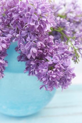 Framed Lilacs in Blue Vase IV Print