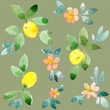 Framed Lemons - Olive Print