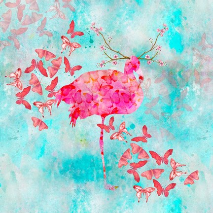 Framed Flamingo Flower Print