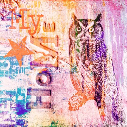 Framed My Home Owl Print