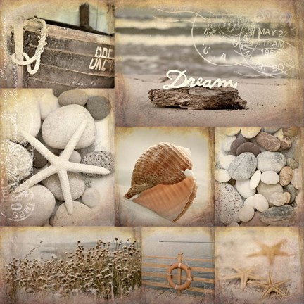 Framed Sepia Seaside Collage II Print