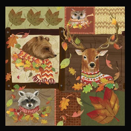 Framed Fall Critters Collage Print