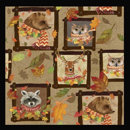 Framed Fall Critters Collage 2 Print