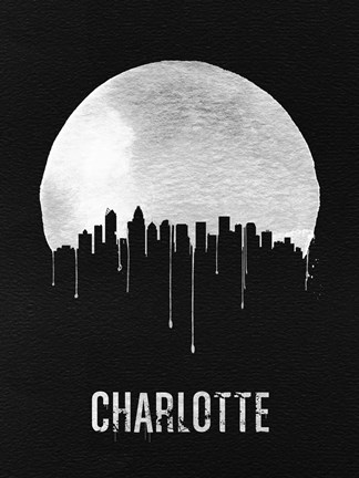 Framed Charlotte Skyline Black Print
