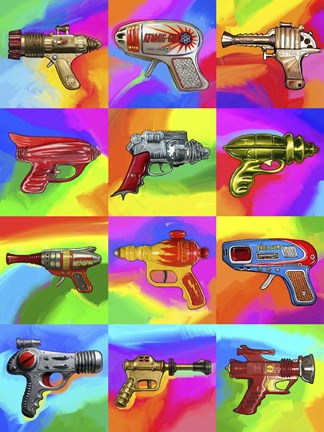 Framed Pop Art Space Guns Print