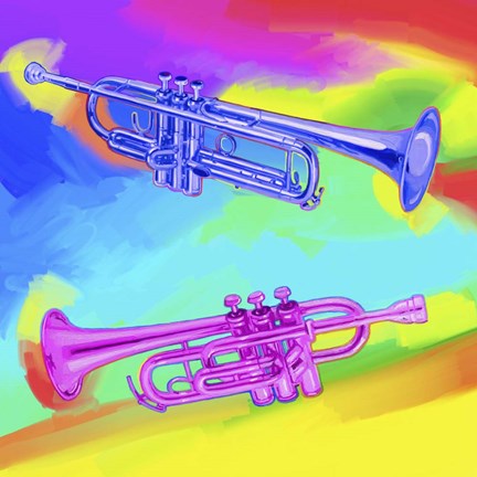 Framed Pop Art Trumpets Print