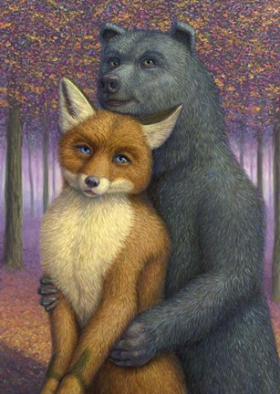 Framed Fox and Bear Couple Print