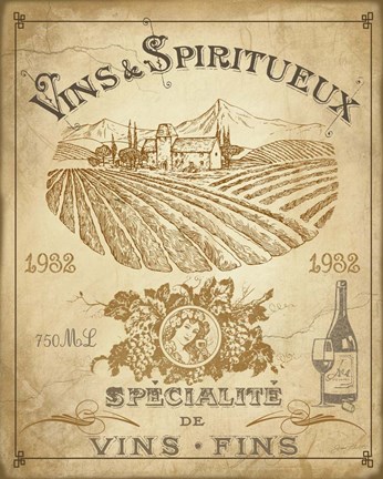 Framed Vintage French Wine Label Print