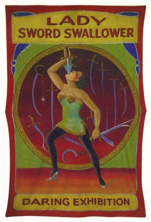 Framed Lady Sword Swallower Print