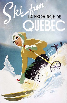 Framed Ski Fun Quebec Print