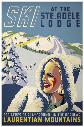 Framed Ski at the Ste. Adele Lodge Print