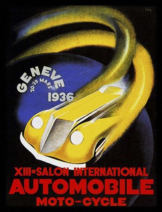 Framed Automobile Geneve 1936 Print