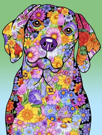 Framed Flowers Beagle Print