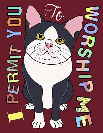 Framed Tuxedo Cat Graphic Style Print