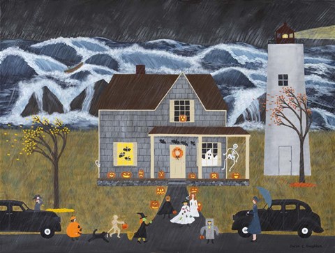 Framed Stormy Halloween At Sea Print