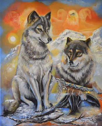 Framed Peace Wolves Print