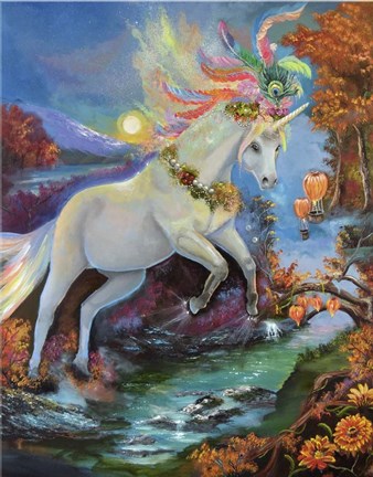Framed Colour-Fall Unicorn Print