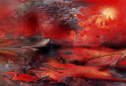 Framed Volcano Planet Red Print