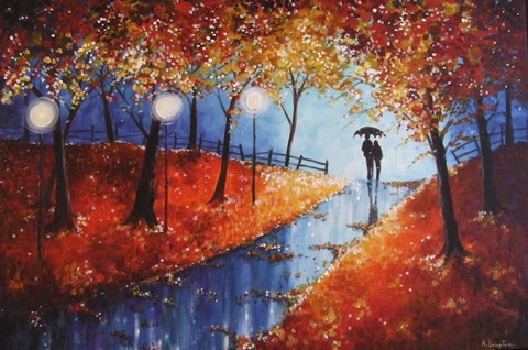 Framed Autumn Evening Rain Print