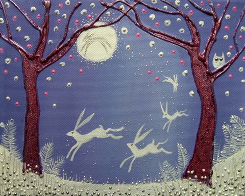 Framed Dance Of The Moon Hares Print