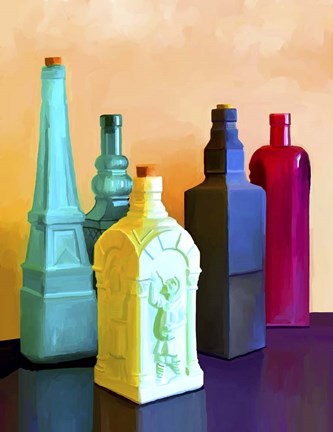 Framed Color Bottles Print
