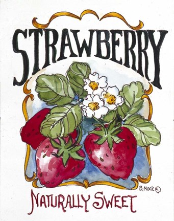 Framed Naturally Sweet Strawberry-Seed Packet Print