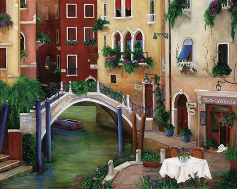 Framed Trattoria by the Canal Print