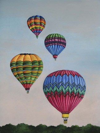 Framed Balloons at Dawn Print