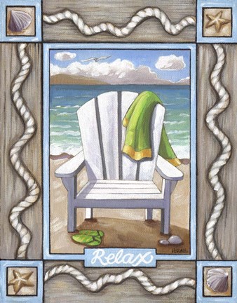 Framed Beach Chair Relax Print